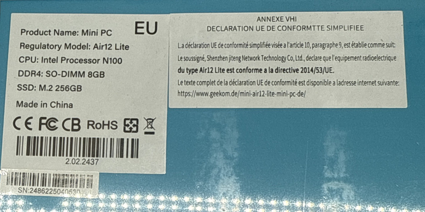 GEEKOM Air12 Lite Mini PC (A-Ware)