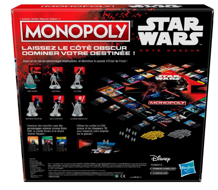 Monopoly Disney Star Wars Edition „Dunkle Seite“ Familienbrettspiel, ab 8 Jahren (A-Ware)