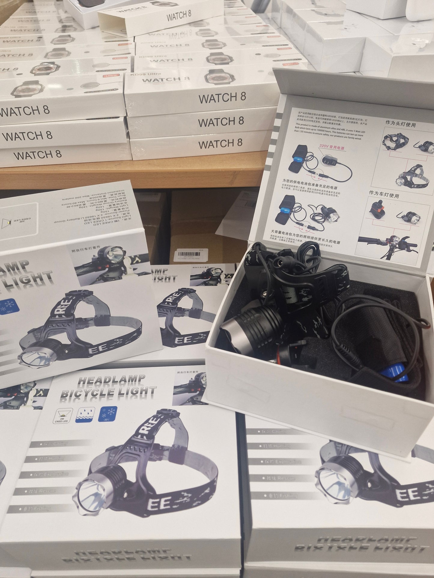 Kasse 4 Stirnlampe ohne Netzstecker