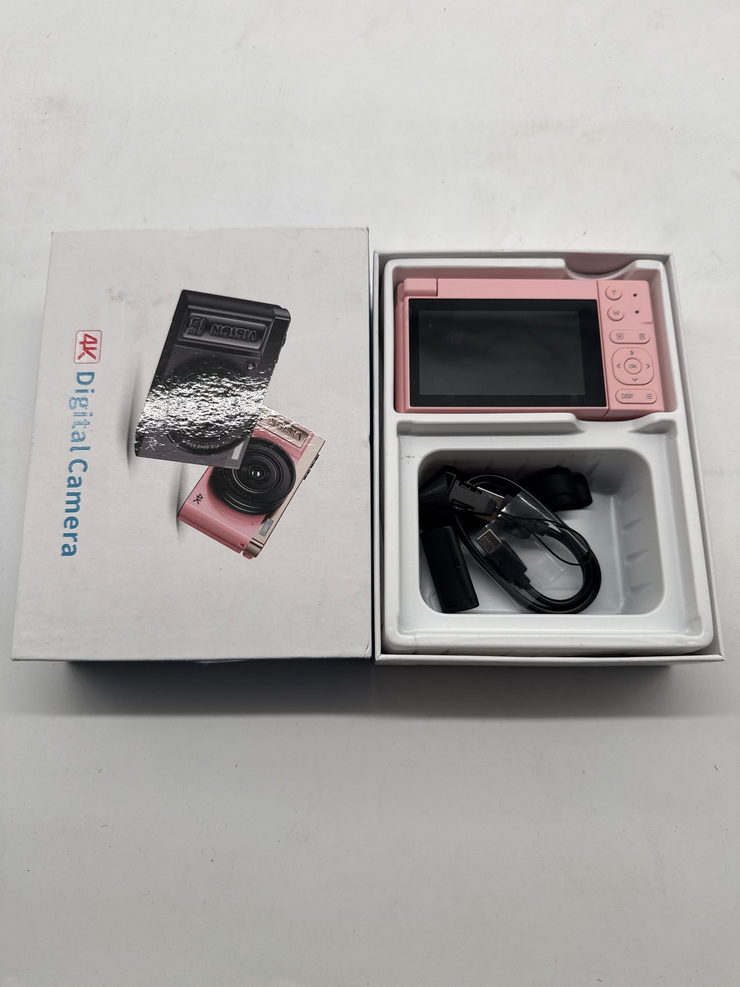 4K Digitalkamera für Kinder/Teenager (64 MP, 16x Zoom, Klappdisplay, Rosa, A-/B-Ware)