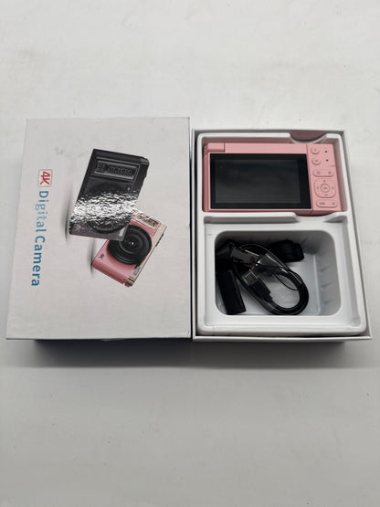 4K Digitalkamera für Kinder/Teenager (64 MP, 16x Zoom, Klappdisplay, Rosa, A-/B-Ware)