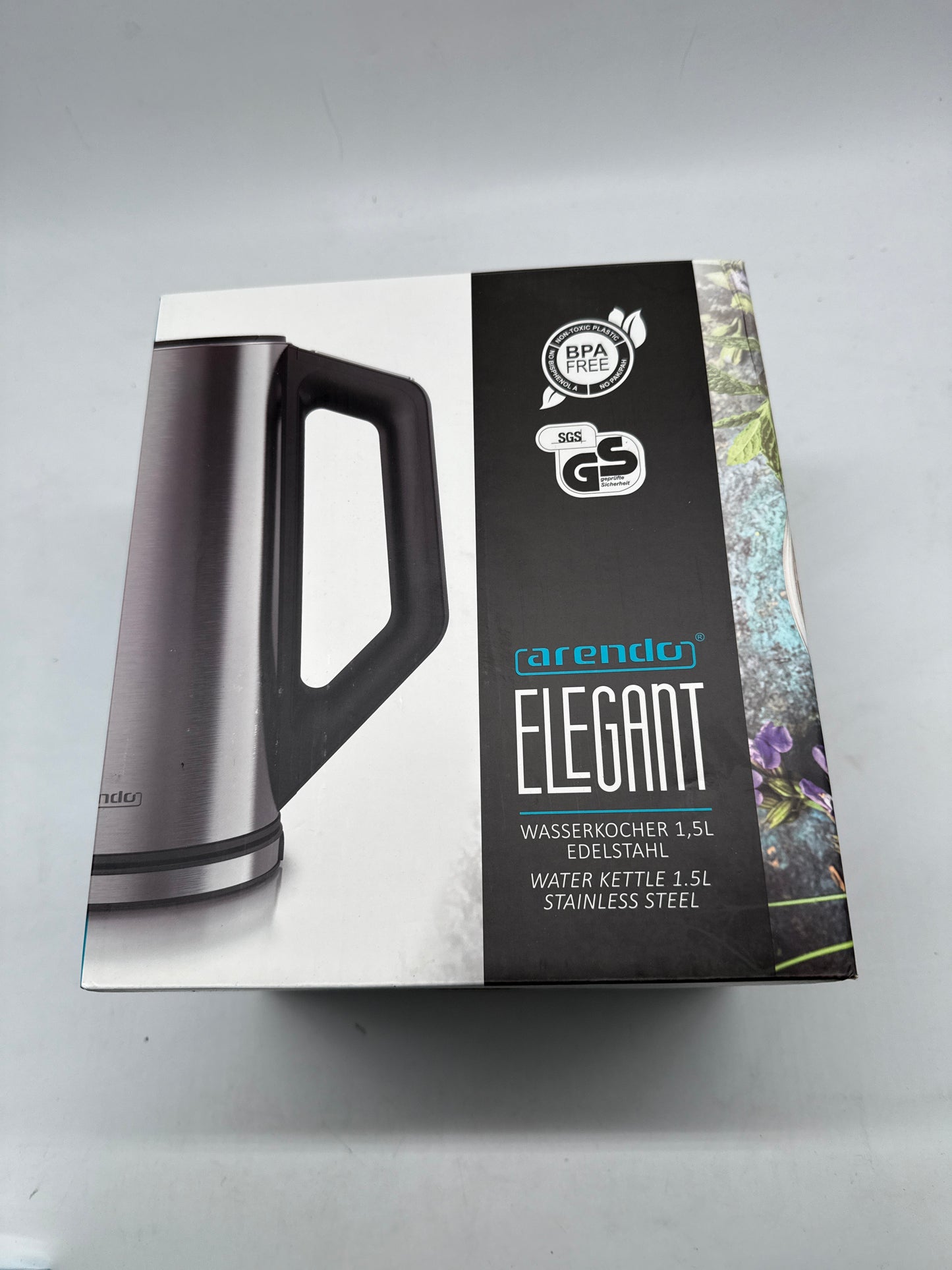 Arendo Edelstahl Wasserkocher „ELEGANT“ (1,5L, Temperatureinstellung 40–100°C)