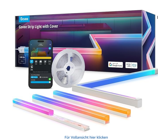 Govee RGBIC LED Strip mit Profil (3 m, Smart, A-/B-Ware)