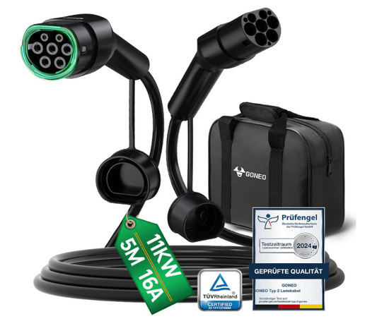 GONEO Typ 2 Ladekabel 11 kW, 5 m, 16 A, 3-phasig (A-/B-Ware)