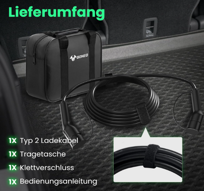 GONEO Typ 2 Ladekabel 11 kW, 5 m, 16 A, 3-phasig (A-/B-Ware)