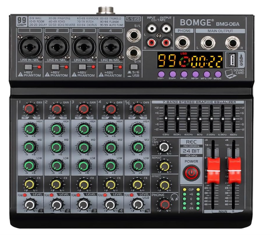 BOMGE 06A Professioneller 6-K DJ-Audio-Mixer (A-/B-Ware, Verpackung beschädigt)